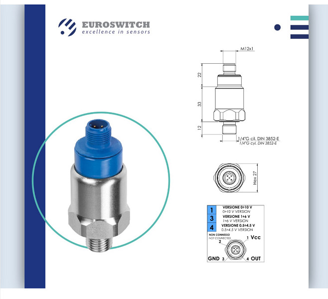 ESPD, Euroswitch's electronic pressure switch within the sensor range
